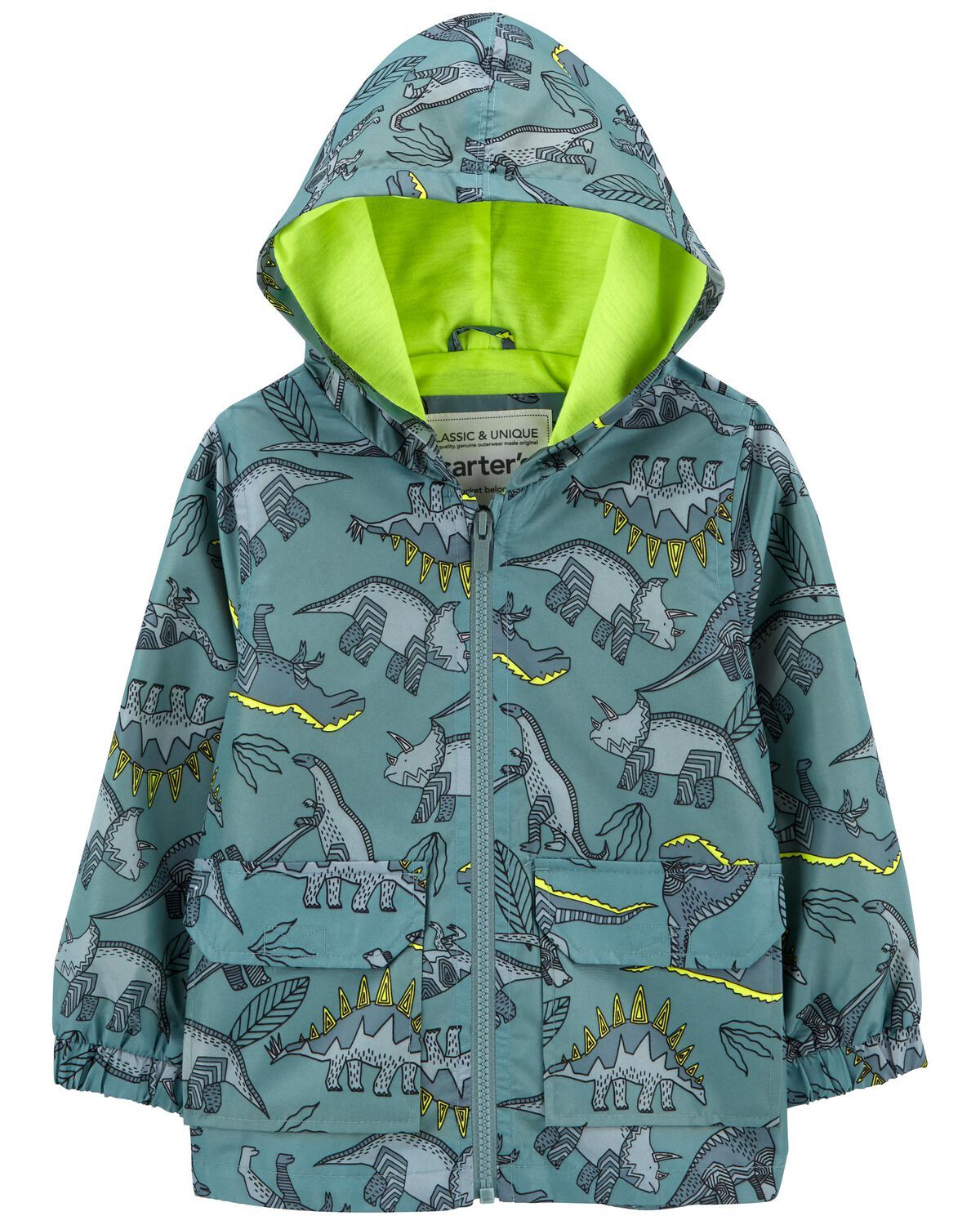 Green Toddler Dinosaur Rain Jacket | carters.com | Carter's