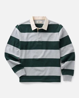The Rugby Shirt in Dark Forest Stripe | Taylor Stitch