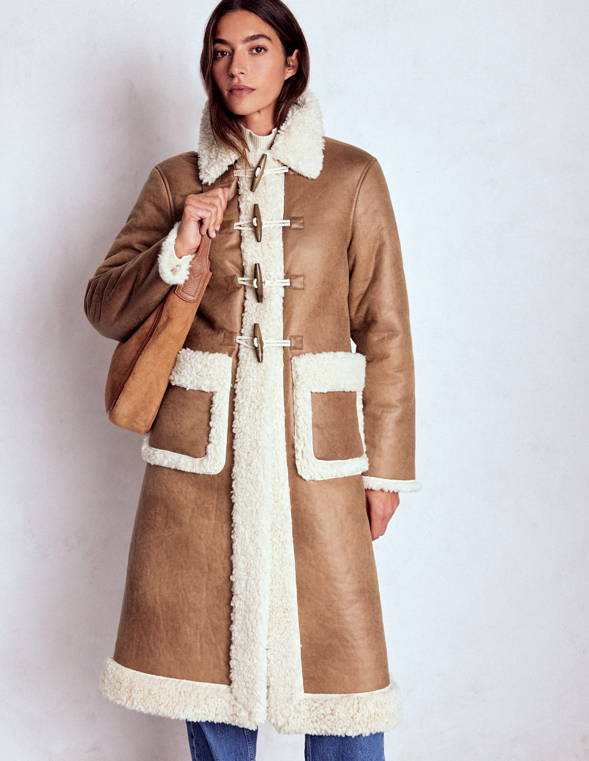 Borg Duffle Coat-Camel, Natural Borg | Boden (US)