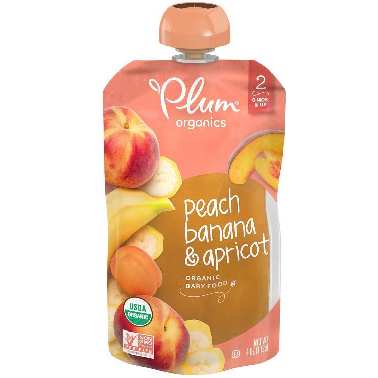 Plum Organics Stage 2 Peach Banana & Apricot Baby Food Pouch - (Select Count) | Target