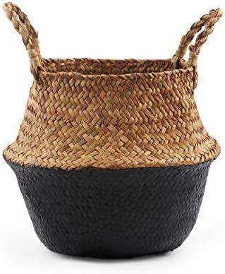 BlueMake Woven Seagrass Belly Basket for Storage, Laundry, Picnic, Plant Pot Cover, and Grocery and  | Amazon (US)
