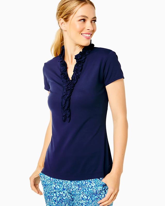UPF 50+ Luxletic Frida Ruffle Polo Top | Lilly Pulitzer | Lilly Pulitzer