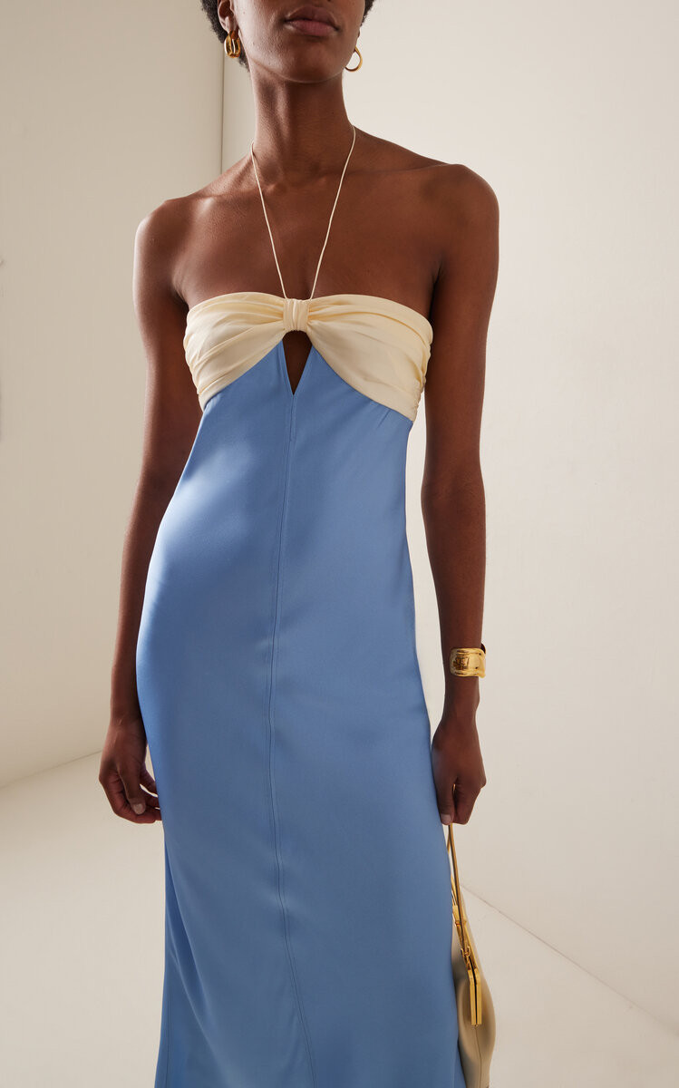 Brigid Bow-Detailed Cutout Satin Maxi Dress | Moda Operandi (Global)