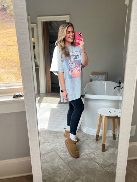 Oversized tee - so comfy. It’s actually a sleep shirt. I love it. Comfy dream 😴  wearing my true size N 
Best leggings ever tts - M 
Ugg dupes TTS & so comfy. Real suede outer and amazing quality. 

#LTKHoliday #LTKCyberweek #LTKunder50