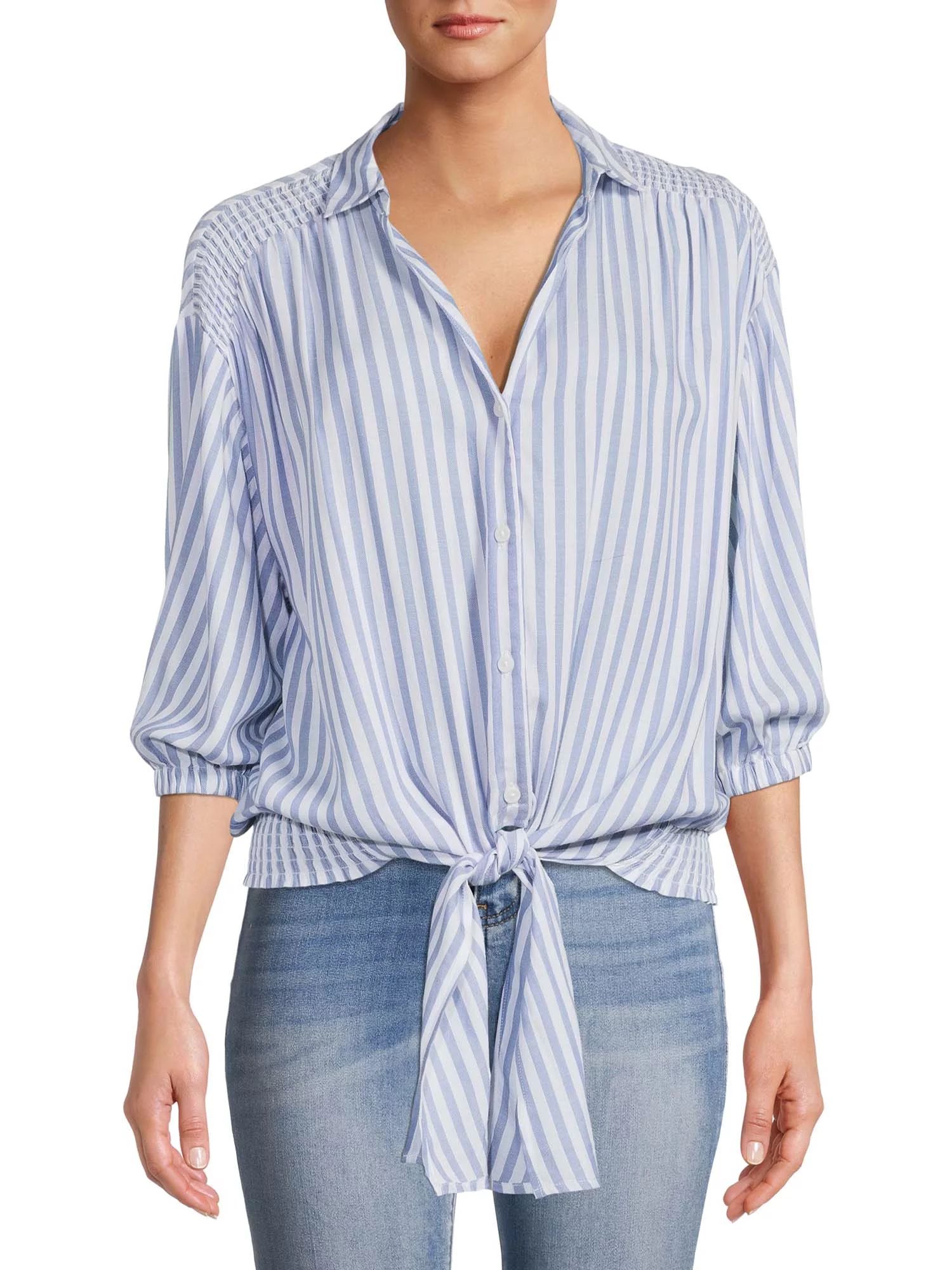 Beach Lunch Lounge Women's Tie Front Top - Walmart.com | Walmart (US)