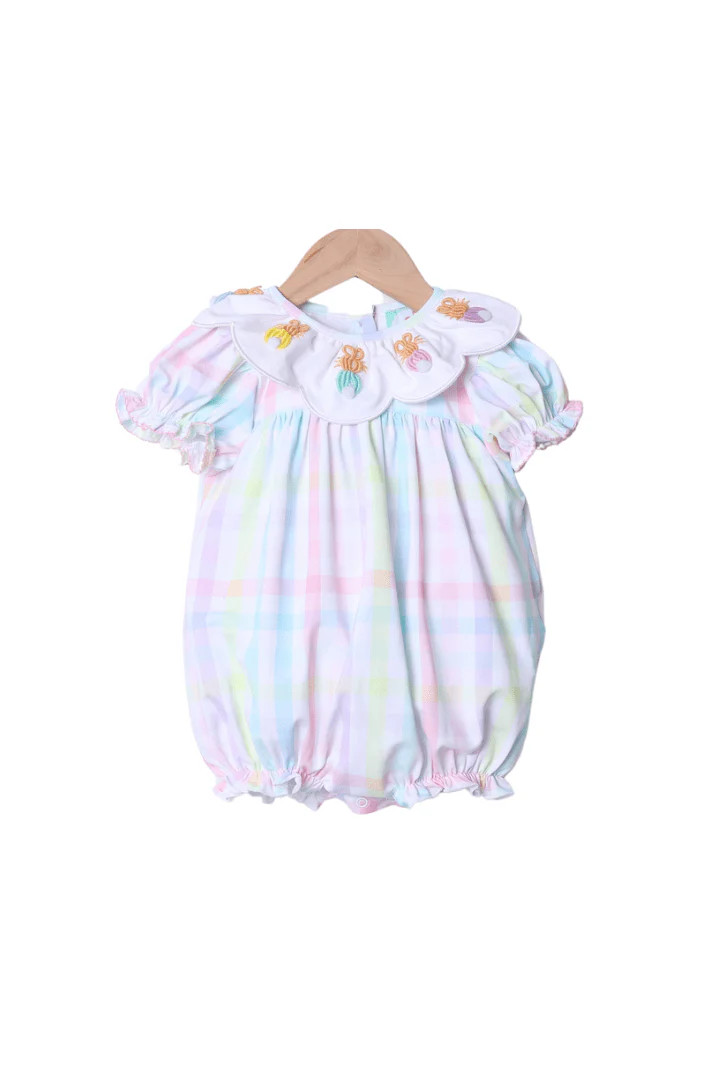 Bullion Bunny Pastel Plaid Scalloped Bubble | The Smocked Flamingo