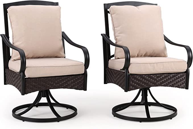 MFSTUDIO Patio Dining Chairs Set of 2,Outdoor Metal Swivel Chairs with Removable Cushions,Patio R... | Amazon (US)