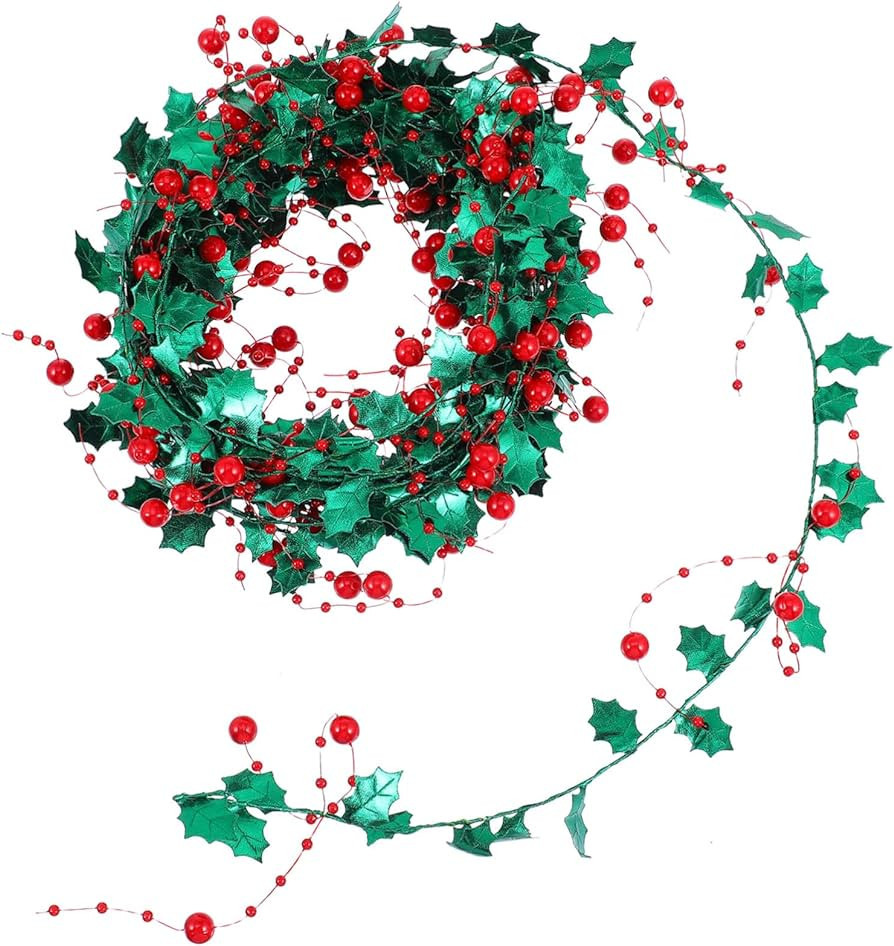 SWOOMEY 1 Roll Christmas Wire Tinsel Wreath red Berry Garland Metallic Garland Christmas Wreath C... | Amazon (US)