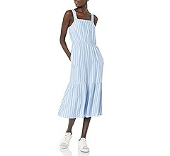 Amazon Essentials Women's Fluid Twill Tiered Fit and Flare Dress | Amazon (US)