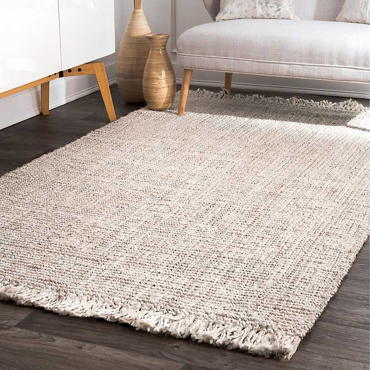 Cream Hand Woven Chunky Loop Jute Area Rug, 7x9 | Kirkland's Home