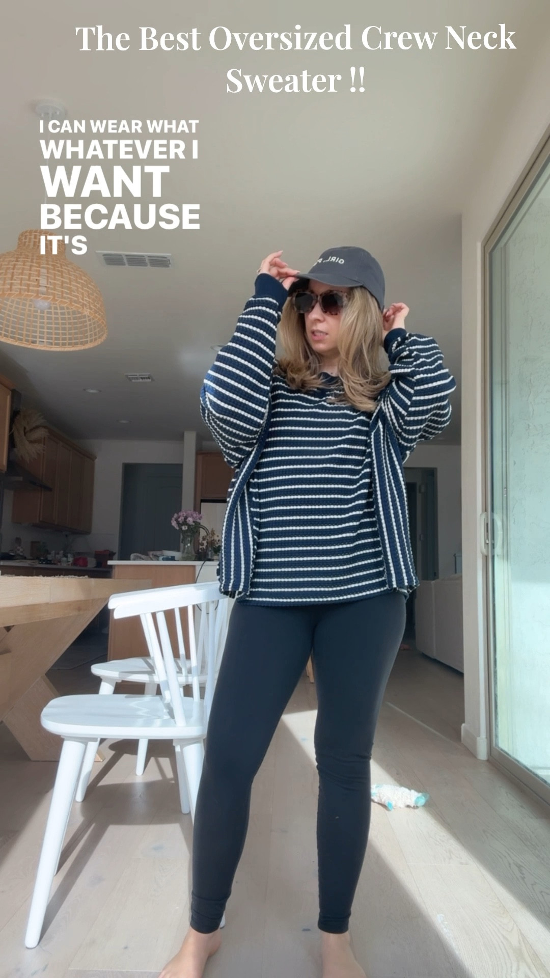 My go to outfit post Pilates class!! This sweater feels so lived in and breathable. Wearing size xxs in navy stripe. Tortoise shell sunnies and a fun ball cap 

Aerie
American Eagle 
Fall outfit 

#LTKfitnessgoals #LTKootd #LTKmomlife