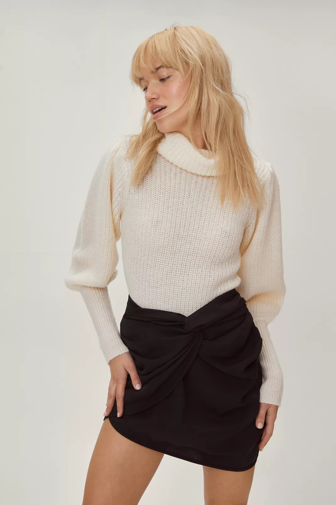 Twill Knot Detail Mini Skirt | Nasty Gal (US)