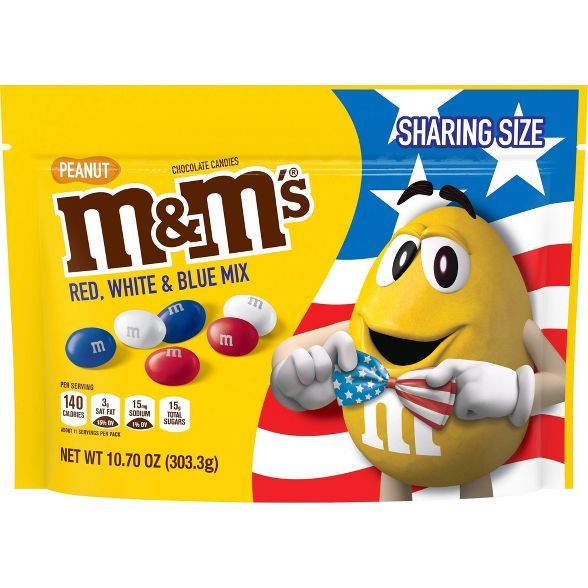 M&M's Red White and Blue Peanut Chocolate Candies - 10.7oz | Target