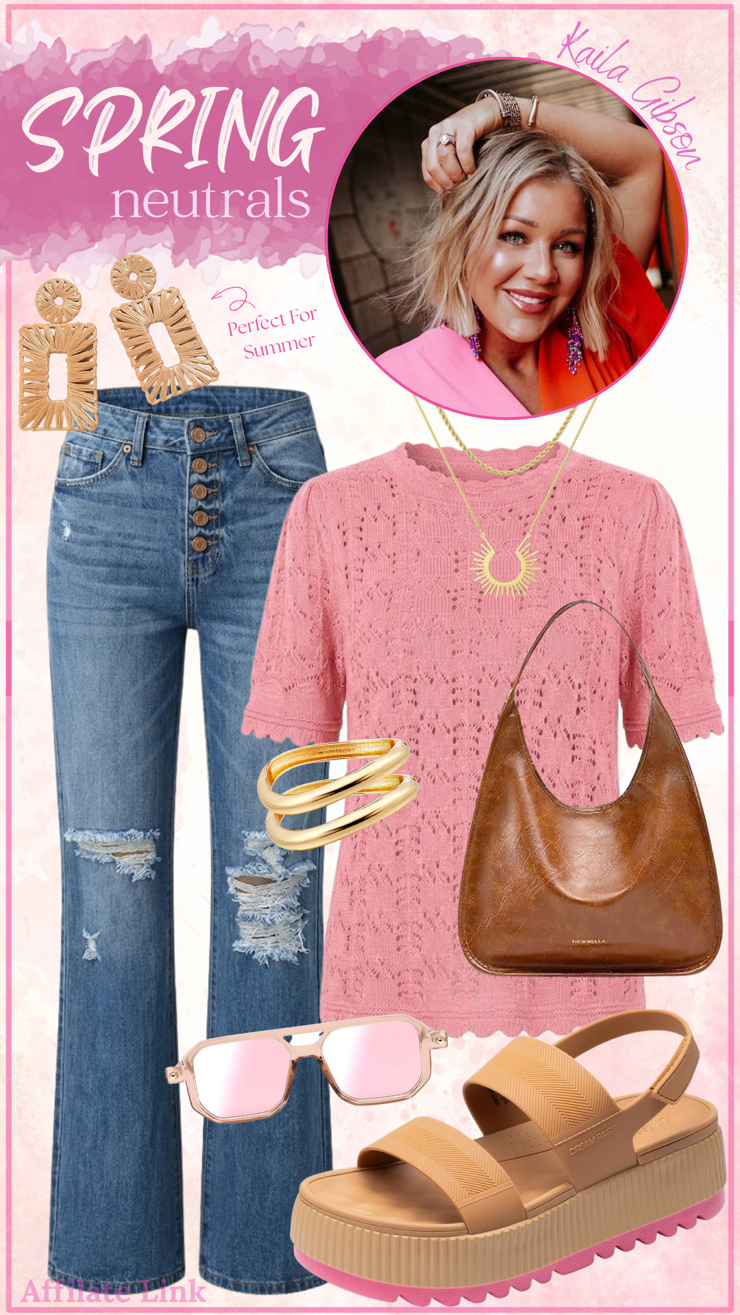Spring neutrals are here! From the distressed jeans to the pink sweater and chunky gold jewelry, this outfit is the perfect mix of effortless and chic.

#SpringWardrobe #ChicNeutrals #AmazonFinds #CasualElegance 

 #LTKSpringSale #LTKgrwm #LTKmomlife