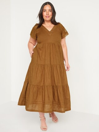 Flutter-Sleeve Tie-Back Maxi Swing Dress for Women | Old Navy (US)