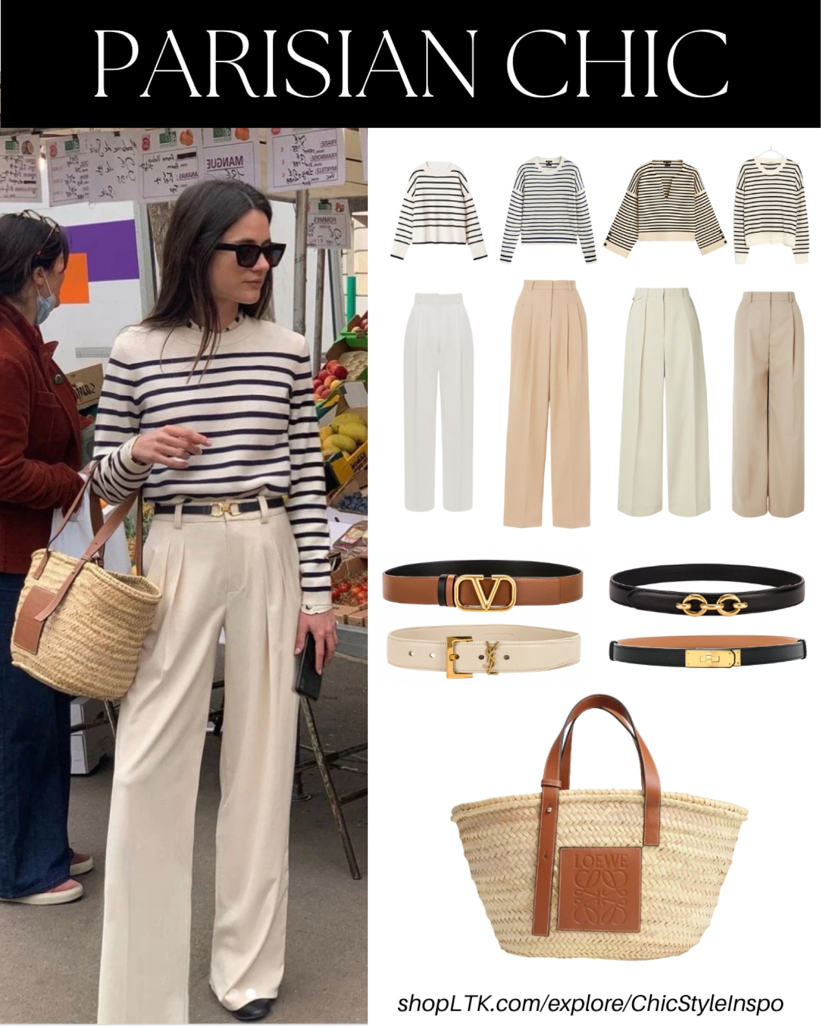 #parisianchic striped sweater with cream pleated pants #chicstyleinspo