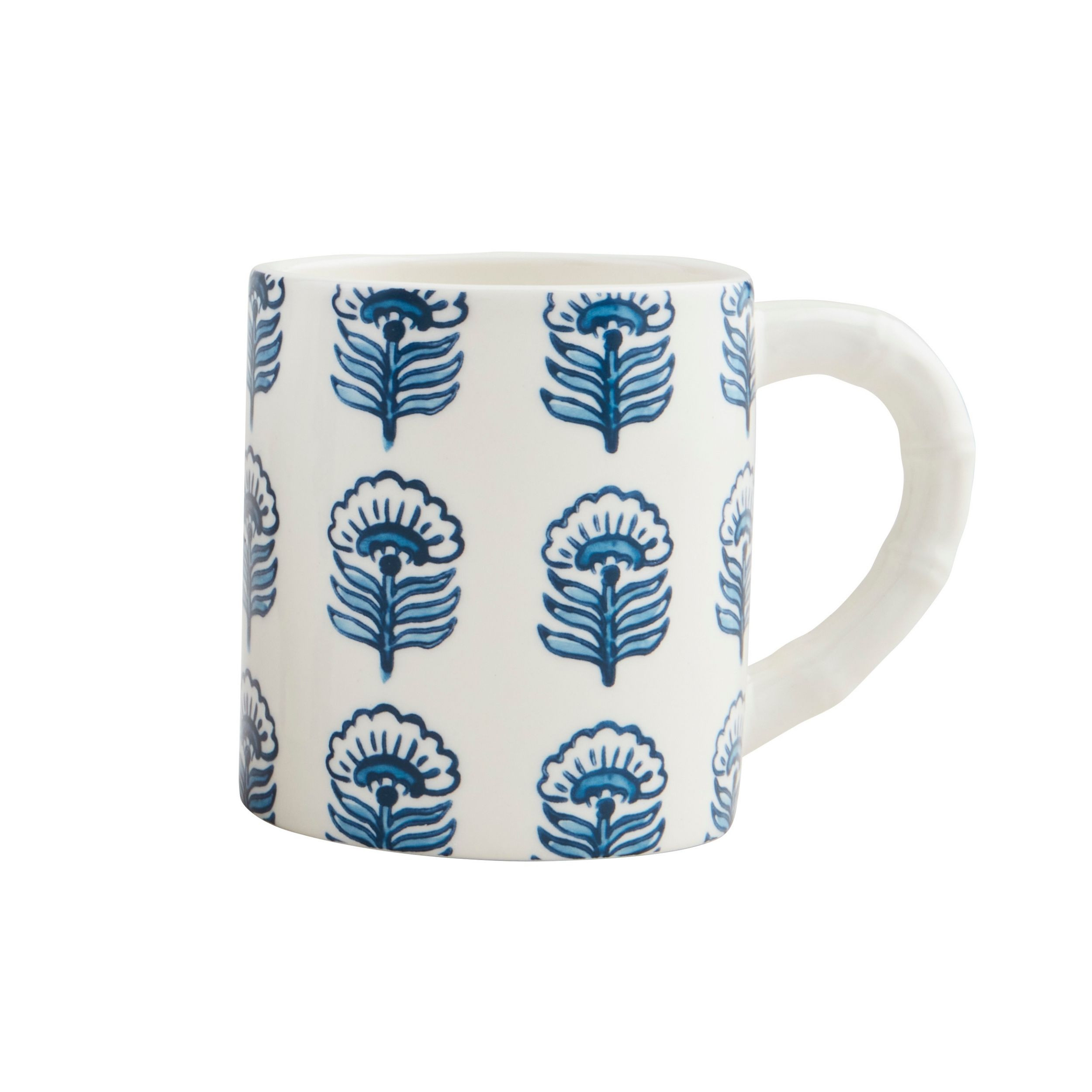 Block Print Blue Floral Mug | Mud Pie