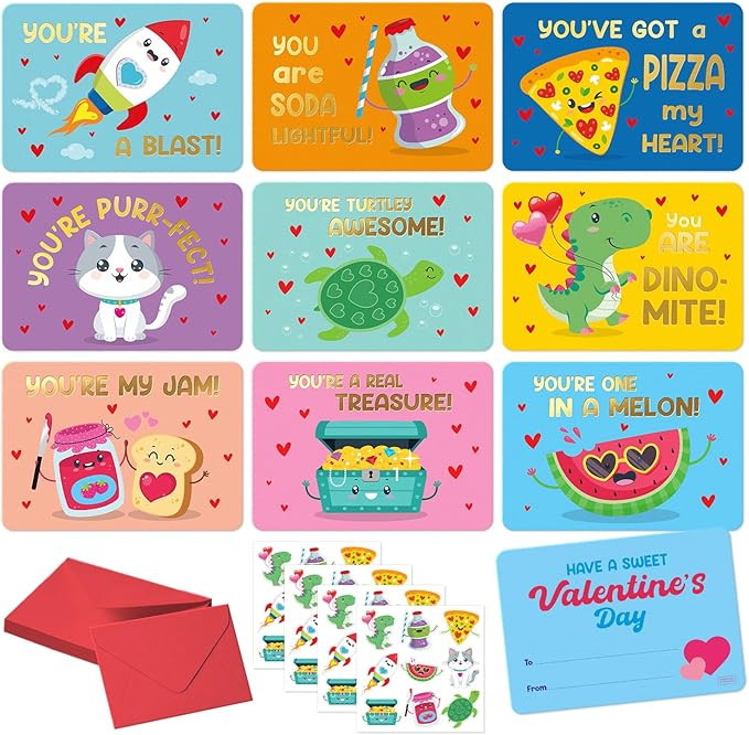 Sweetzer & Orange 36 Funny Valentines Cards for Kids Classroom - School Valentines with Envelopes... | Amazon (US)