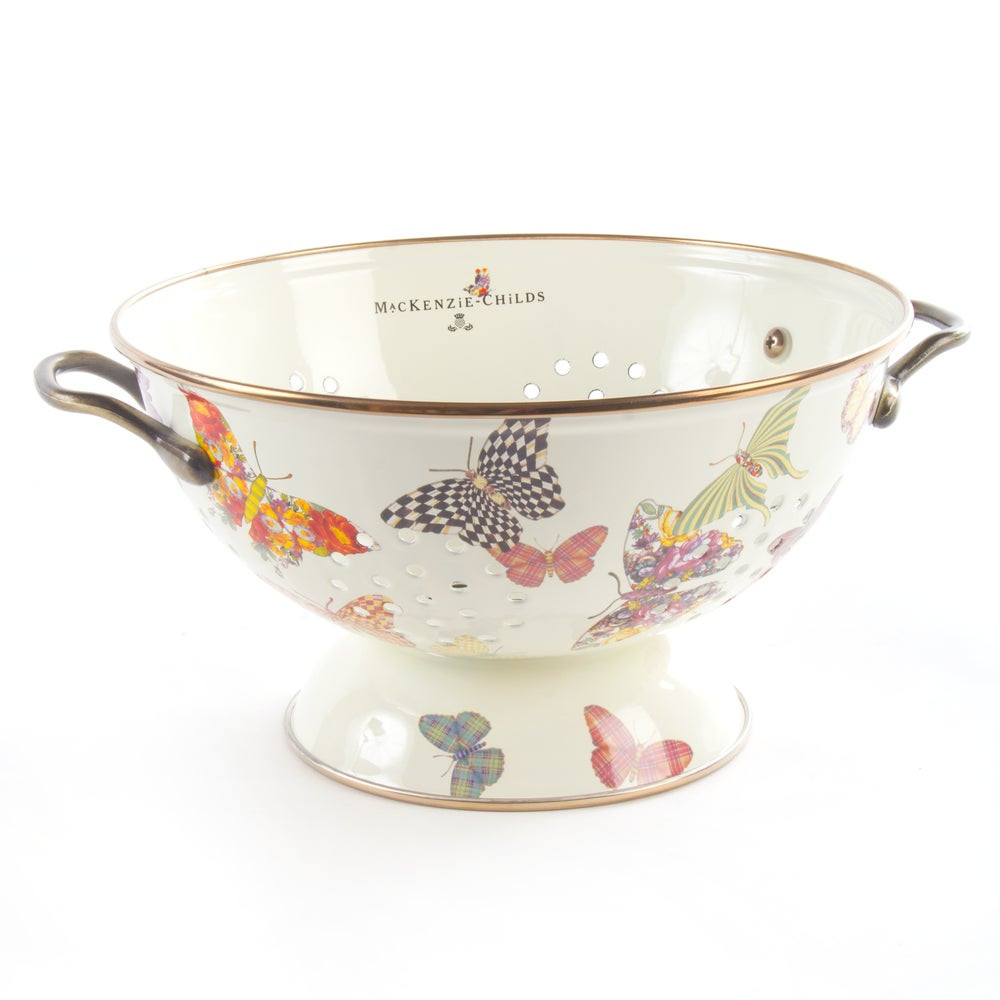 Butterfly Garden Large Colander - White | MacKenzie-Childs