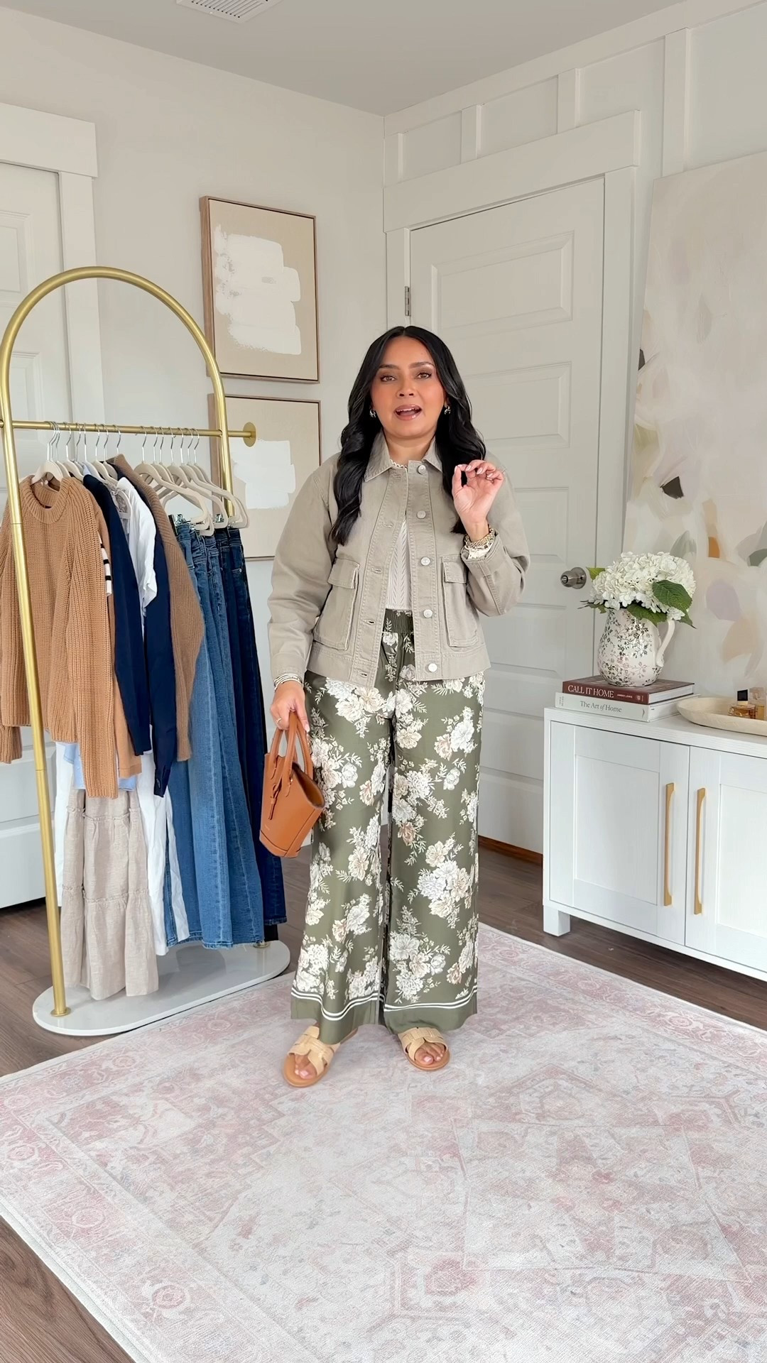 Olive green jacket size xs petite TTS
White sweater size xs petite TTS
Green floral pants size x petite TTS
Sandals size 5.5 TTS

#LTKPetite #LTKootd #LTKSaleAlert