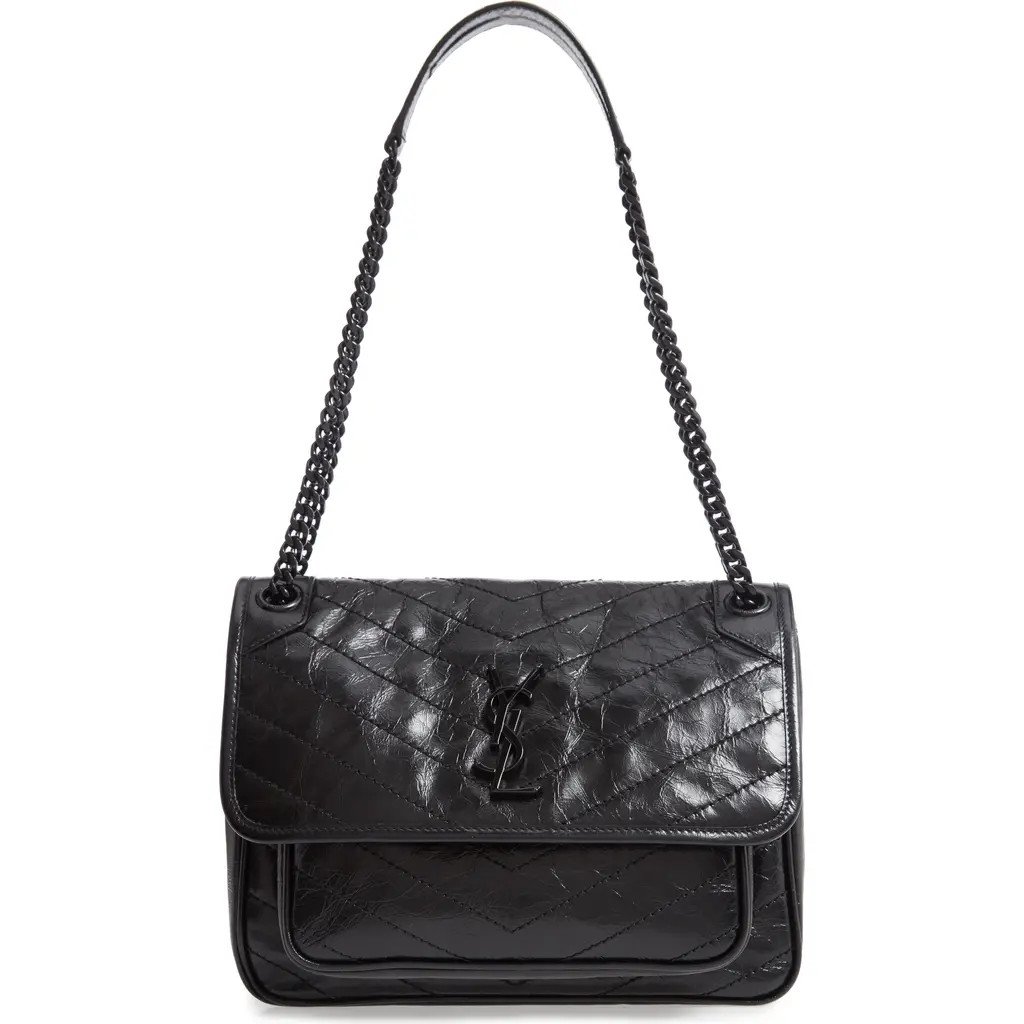 Saint Laurent Medium Niki Leather Shoulder Bag in Noir at Nordstrom | Nordstrom