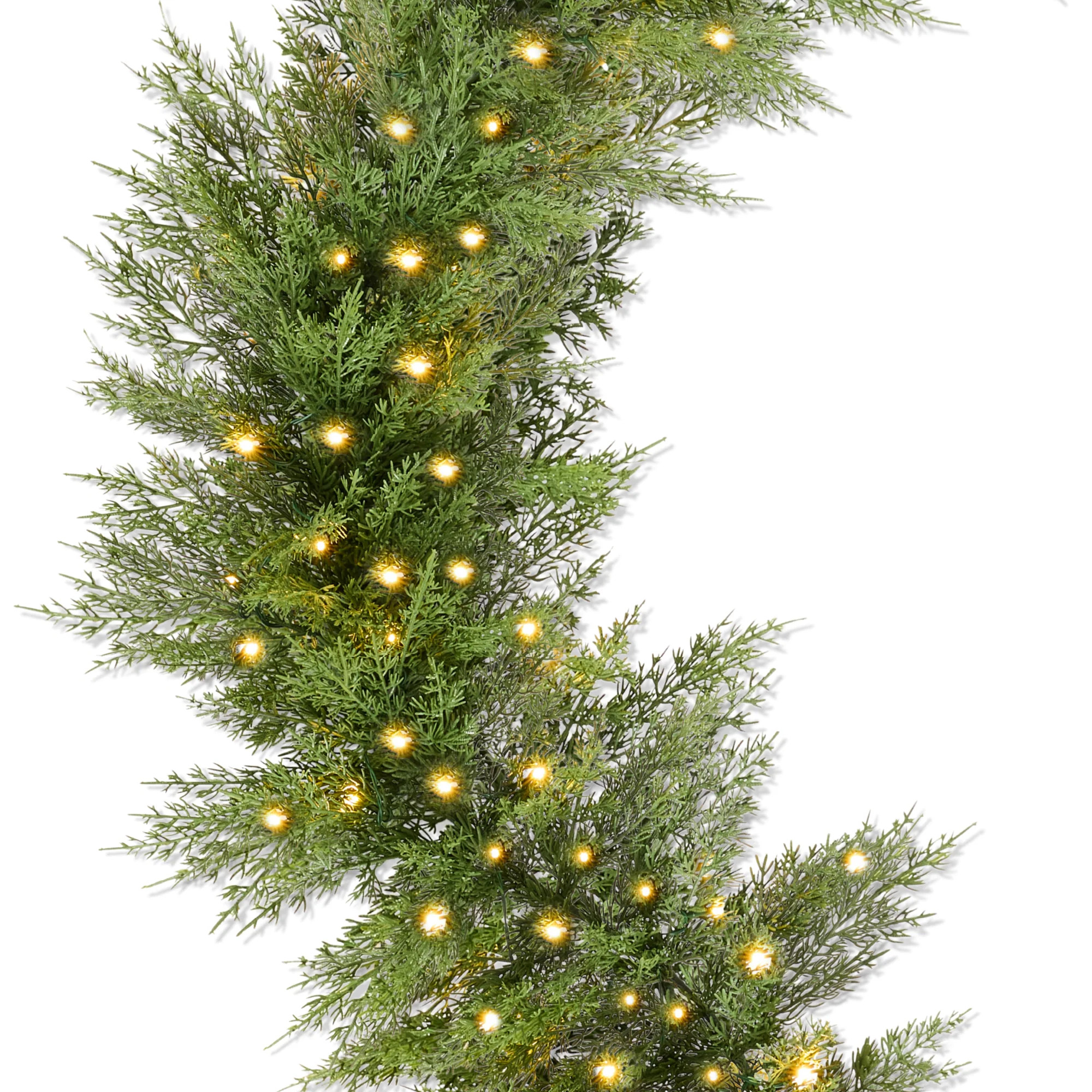 Pre-Lit Cedar Cypress Christmas Realistic Garland w/ Twinkling LEDs | Best Choice Products 