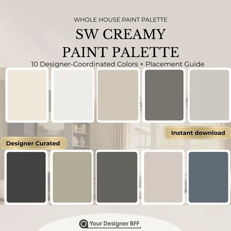 Sherwin-williams Creamy | Whole House Paint Palette: Cozy Neutrals (digital PDF) - Etsy | Etsy (Global)