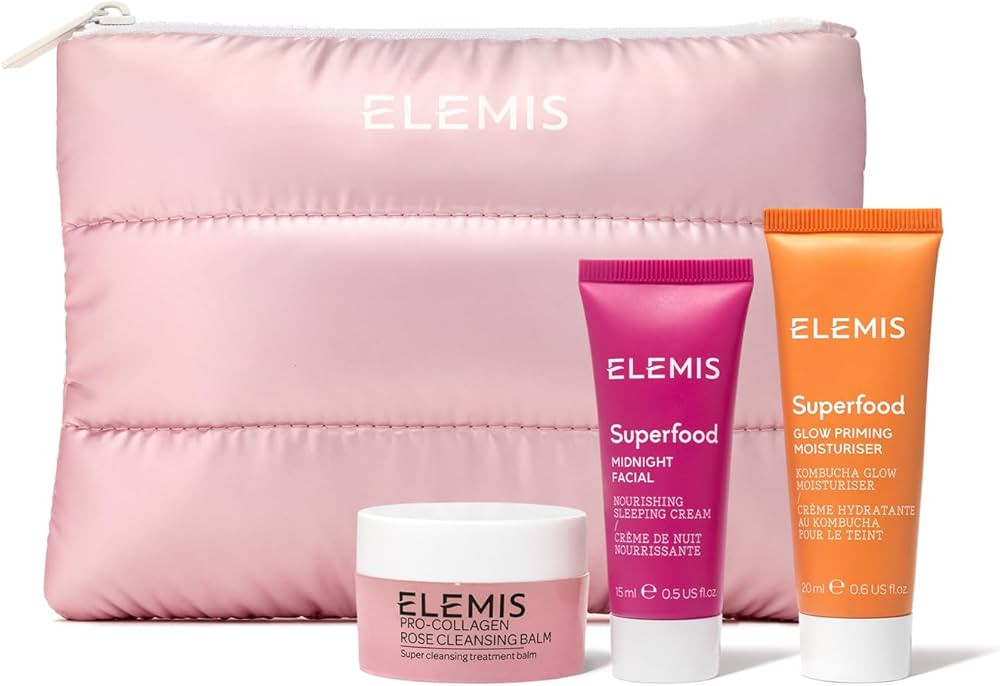 ELEMIS Way to Glow Skincare Kit, Travel Set with Travel-Size Rose Cleansing Balm, Glow Priming Mo... | Amazon (US)
