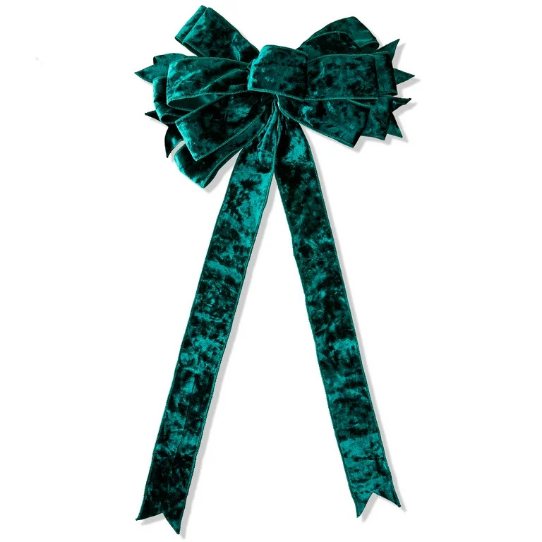 Solid Green Velvet Christmas Bow, 13.5 in x 31 in, by Holiday Time | Walmart (US)