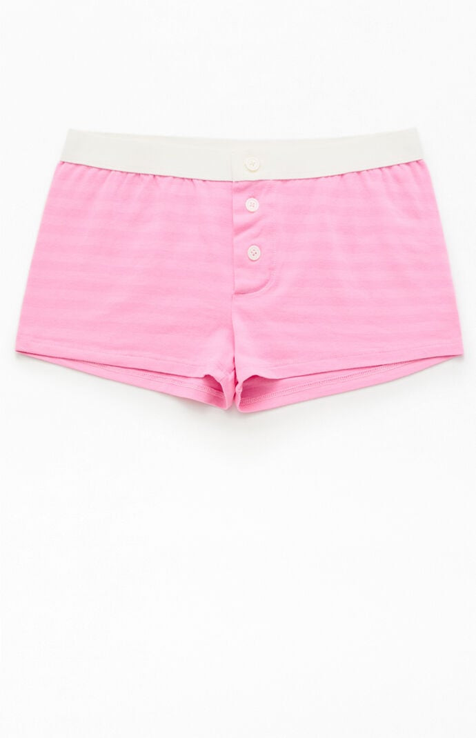 John Galt Women's Pink Striped Pajama Boyshorts | PacSun