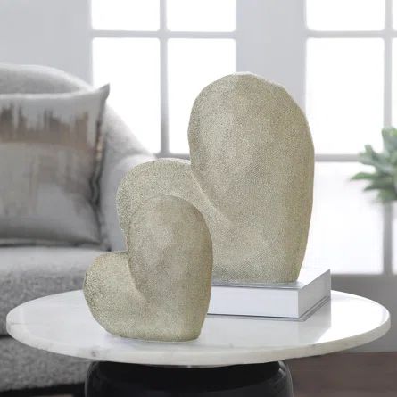Heart Decor Sculpture - Contemporary Ceramic Heart Decorative Table Accent for Home, Office, Even... | Wayfair North America
