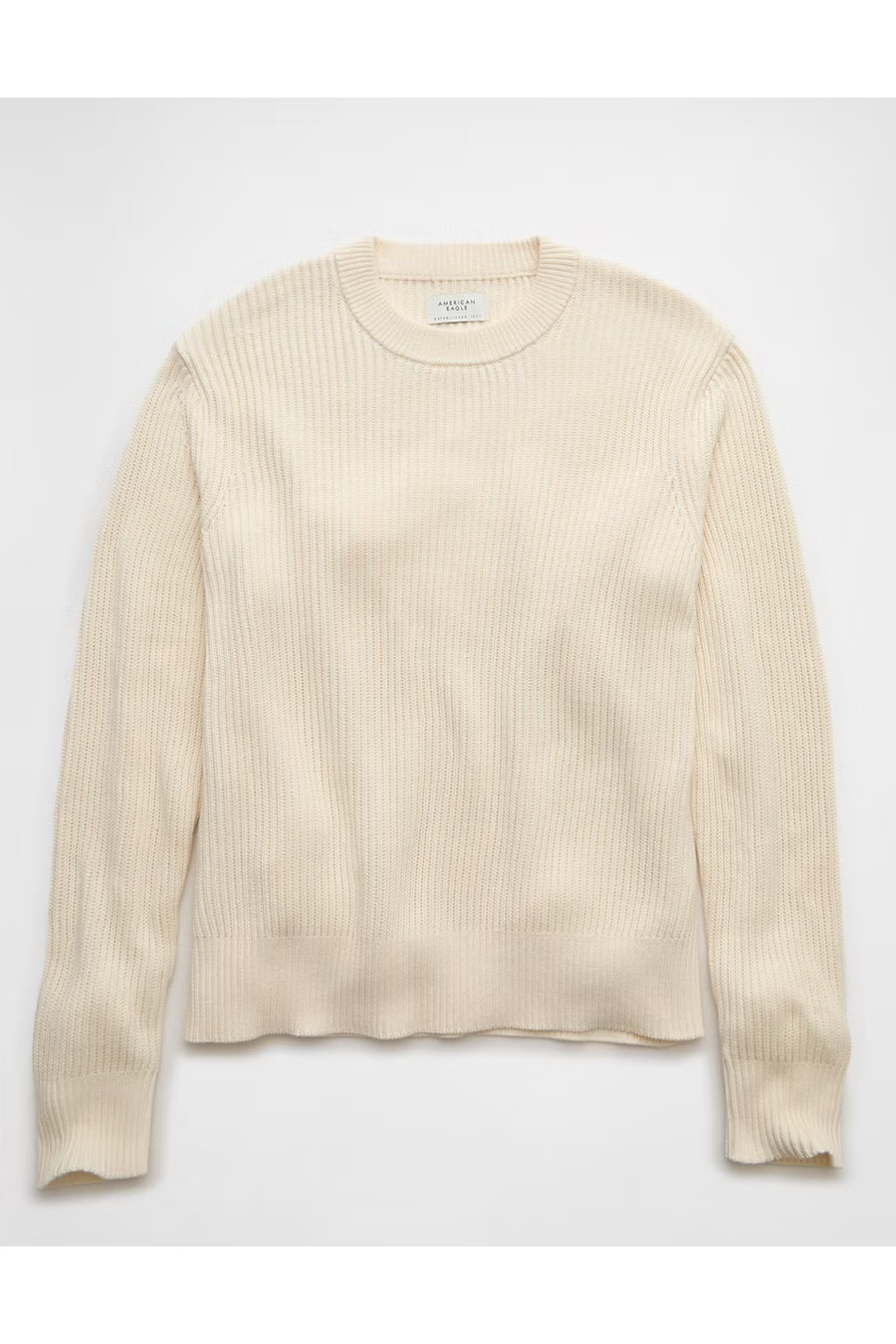 AE Fisherman Crew Neck Sweater Men's Cream M | American Eagle Outfitters (US & CA)