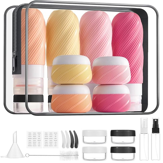 23 Pack TSA Approved Travel Bottles for Toiletries, Leak Proof Refillable Travel Size Containers ... | Amazon (US)