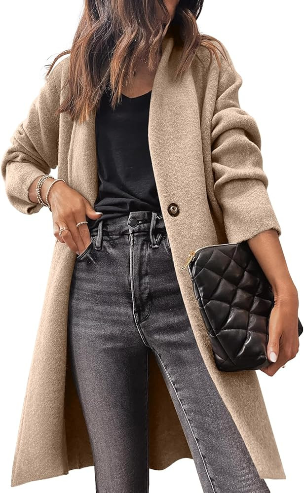 Prinbara Cardigan for Women 2024 Sweater Coat Long Sleeve Open Front Casual Knit Coat Cashmere Jackets Fall Coatigan Khaki | Amazon (US)