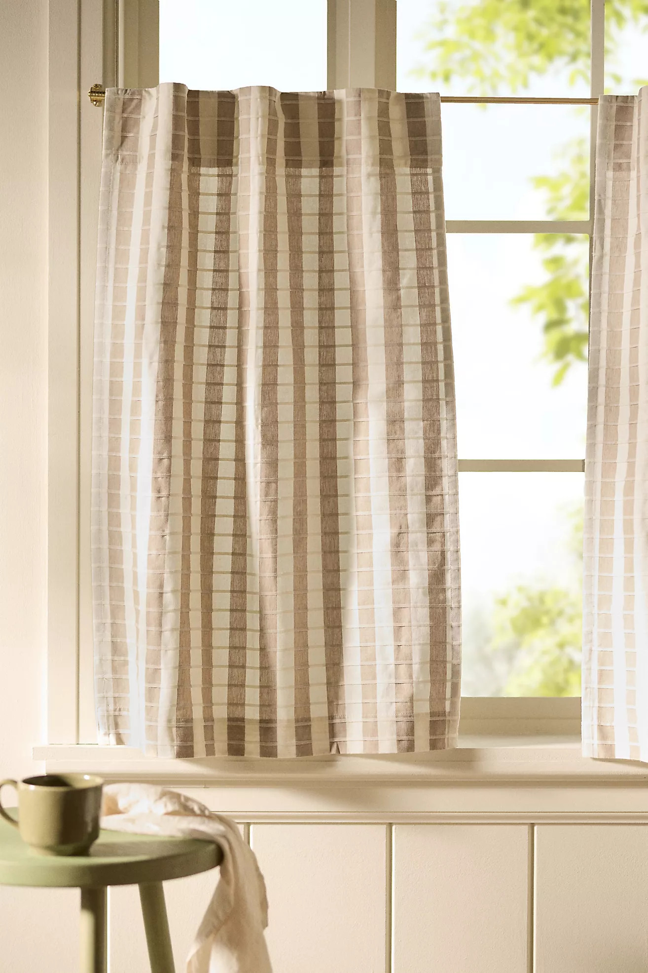 Cotton Woven Stripe Café Curtains, Set of 2 | Anthropologie (US)