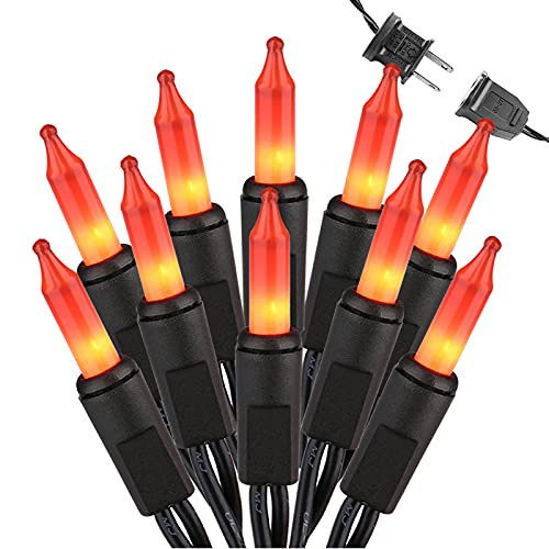Brizled Orange Halloween Lights, 21.3ft 100-ct Incandescent Halloween String Lights Connectable, UL Certified Orange Light String, Black Wire Mini Light Set for Fall Season Holiday Thanksgiving Tree | Amazon (US)
