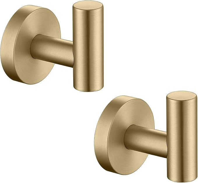 TASTOS Brushed Gold Bathroom Towel Coat Hook Stainless Steel, 2 Pack Robe Clothes Cabinet Closet ... | Amazon (US)