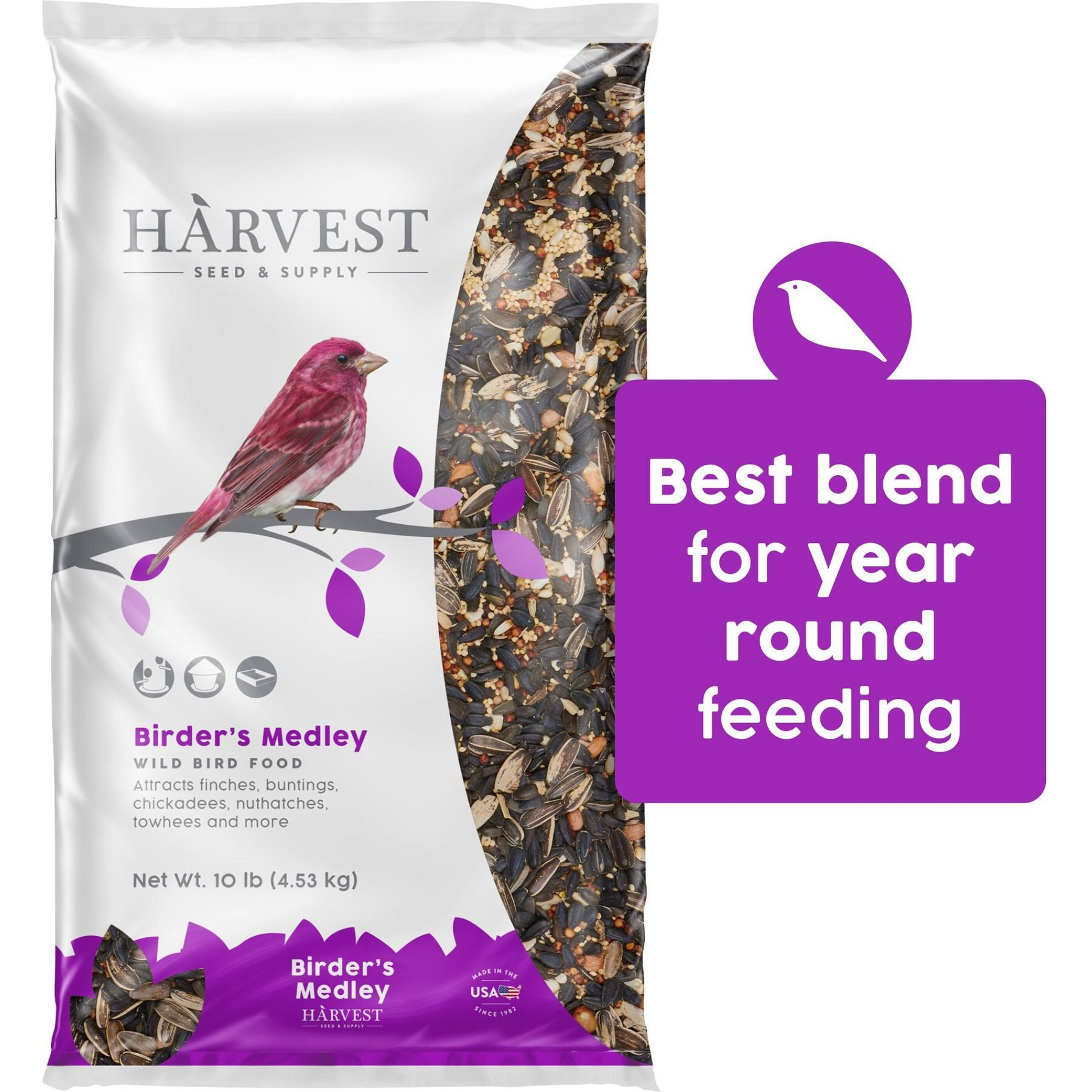 Harvest Seed & Supply Birder's Medley Corn Free Wild Bird Food, 10-lb bag | Chewy