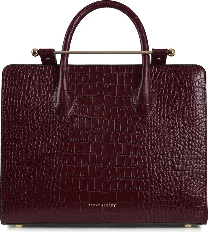 Midi Croc Embossed Leather Tote | Nordstrom