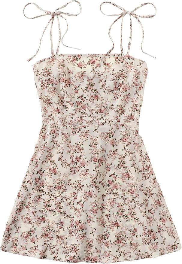 Floerns Women's Summer Floral Cherry Print A Line Short Cami Dress | Amazon (US)