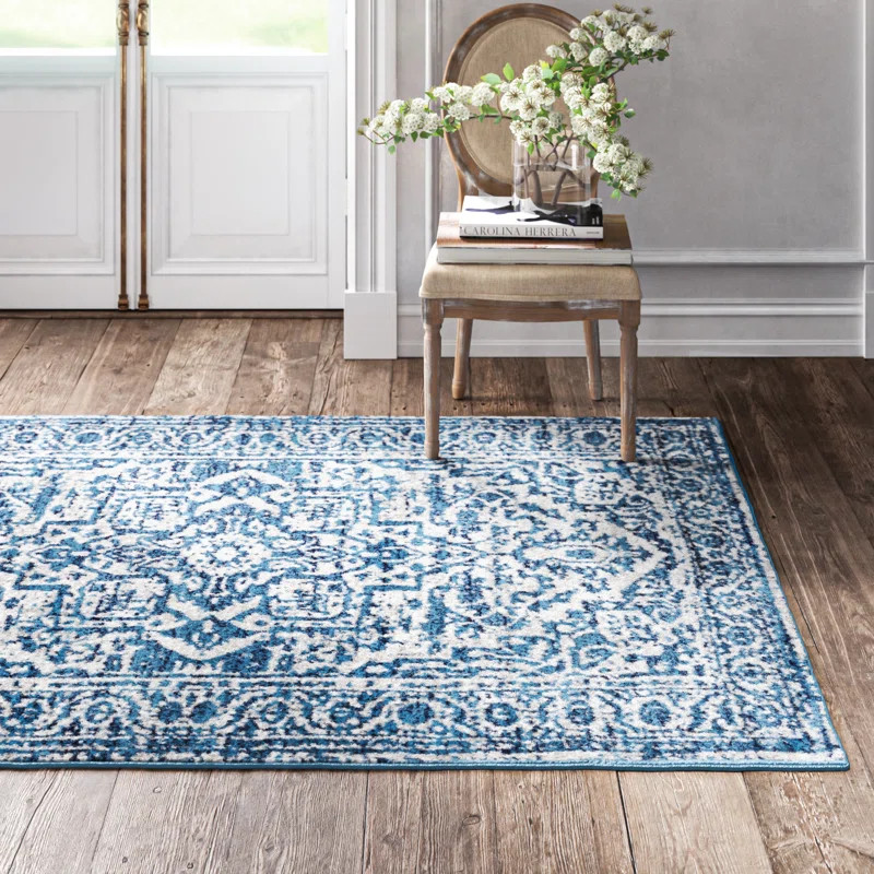 Ingrid Oriental Sky Blue/Light Gray Area Rug | Wayfair North America