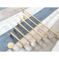 Polished Gold Cabinet Pull Handle Drawer Handles Dresser Knobs Slim Modern Door Square Kitchen Hardware Lynns Graceland | Etsy (US)