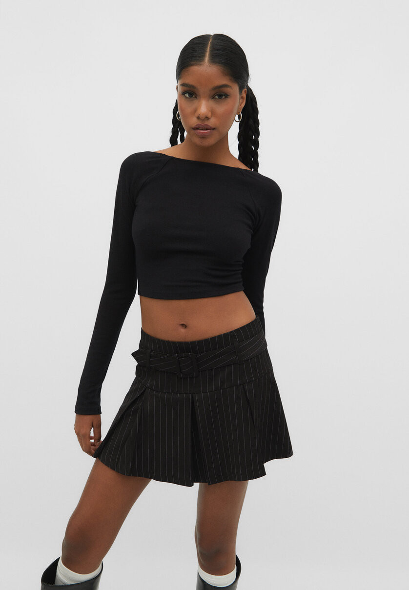 Gestreepte minirok met riem | Stradivarius (NL)