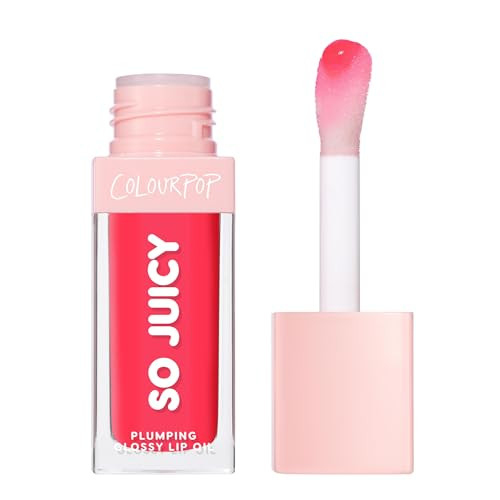 ColourPop So Juicy Plumping Glossy Lip Oil - Hydrating & Plumping Lip Oil with a Sheer Wash of Non-Sticky Color - Infused with Peptides, Ceramides & Ginger - Flirty Text (0.29) | Amazon (US)