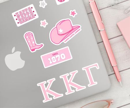 KAPPA KAPPA GAMMA Pink Cowgirl Sticker Pack | Bid Day, Rush Merch 2024, Big Little Gift, Stationery, Laptops