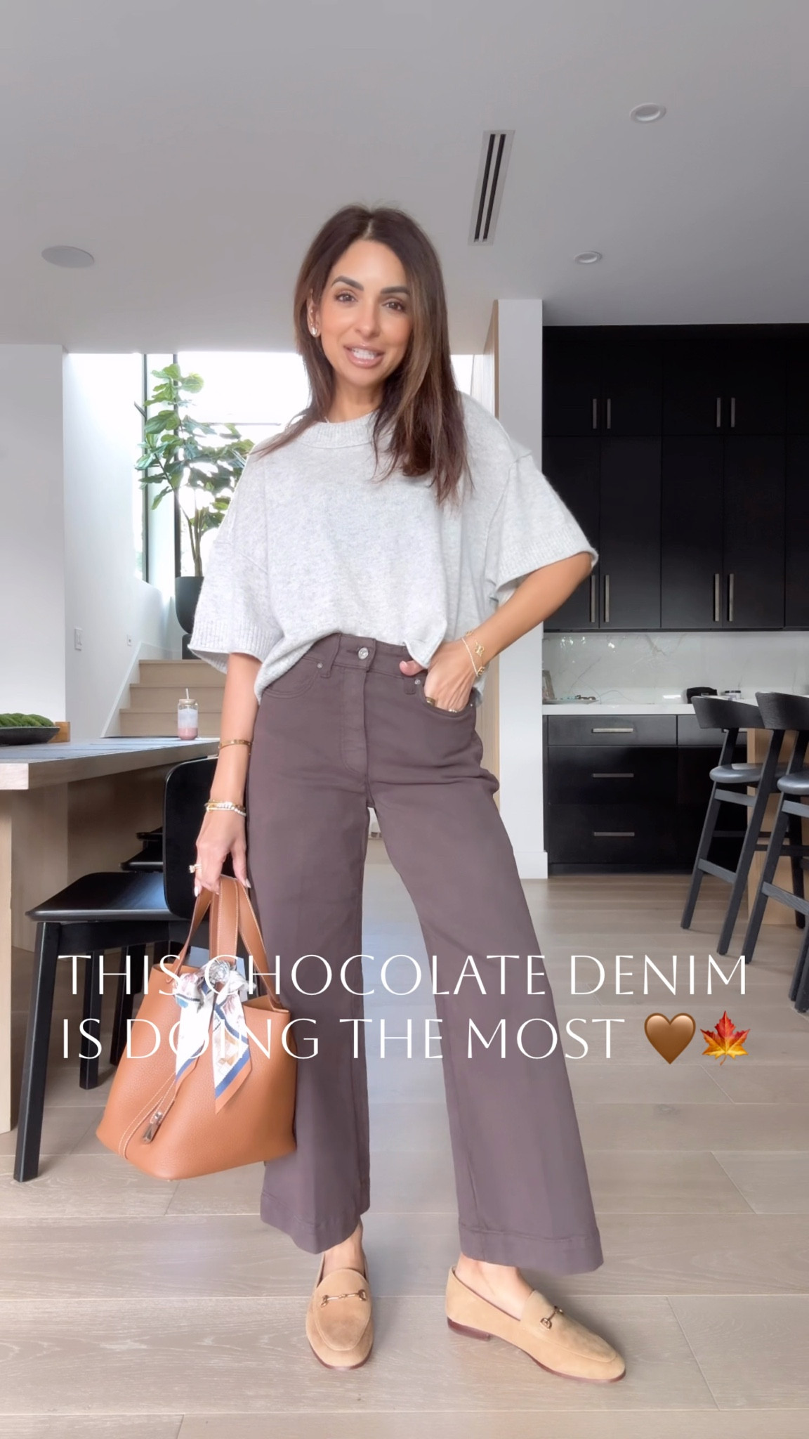 Chocolate brown denim is so perfect for this season! I have 24 petite length, I linked my pair along with a couple of other chocolate brown bottoms I love!! Wearing an xs petite in sweater, runs TTS 

#LTKStyleTip #LTKPetite