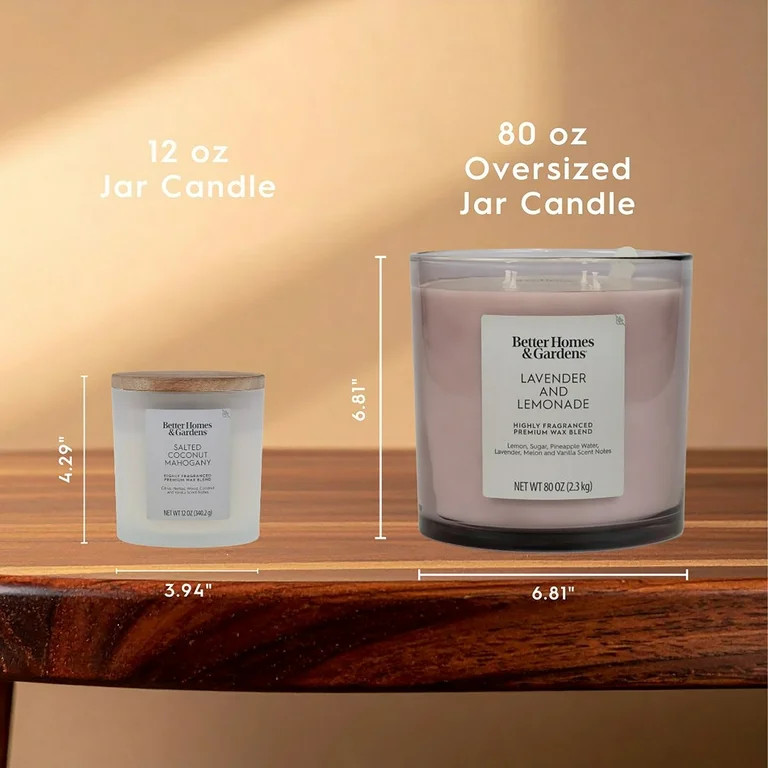 Better Homes and Gardens Lavender and Lemonade Scented 4-Wick Large Oversized Jar Candle 80oz. | Walmart (US)