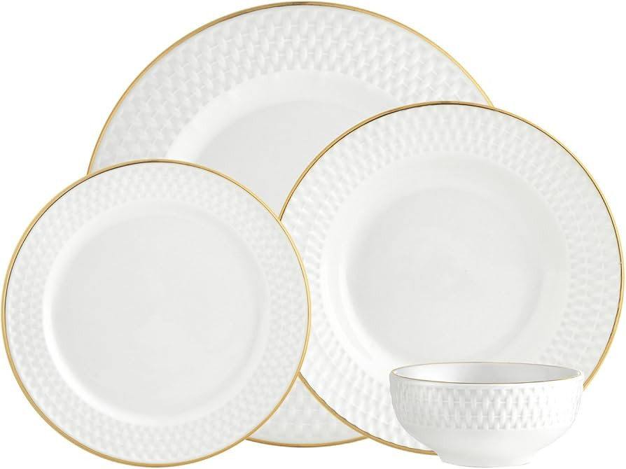 Godinger Dinnerware Set, Dinner & Serving Plates, Salad & Appetizer Plates, Soup & Cereal Bowl, C... | Amazon (US)