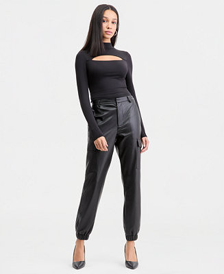 Women's Faux-Leather Jogger Pants, Macy's Exclusive | Macy's