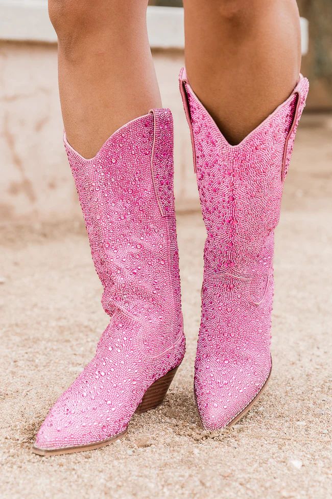 Taylor Pink Rhinestone Boot | Pink Lily